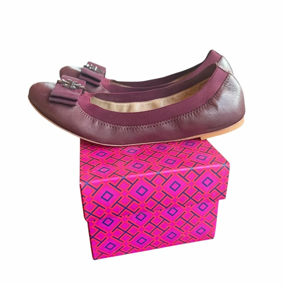 Tory Burch Sedgewick Ballet Glossy North Leather‎ Shoes
